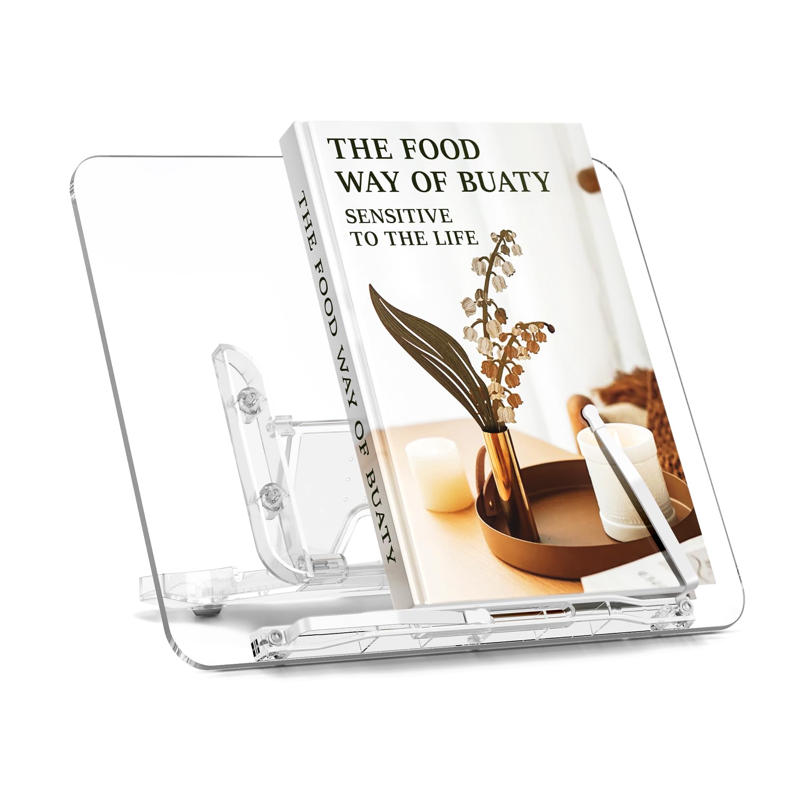 Acrylic Book Stand for Reading, Portable Book Holder for Desk, Angle Adjustable Textbook Stand for Document Recipe, Cookbook, Music Book