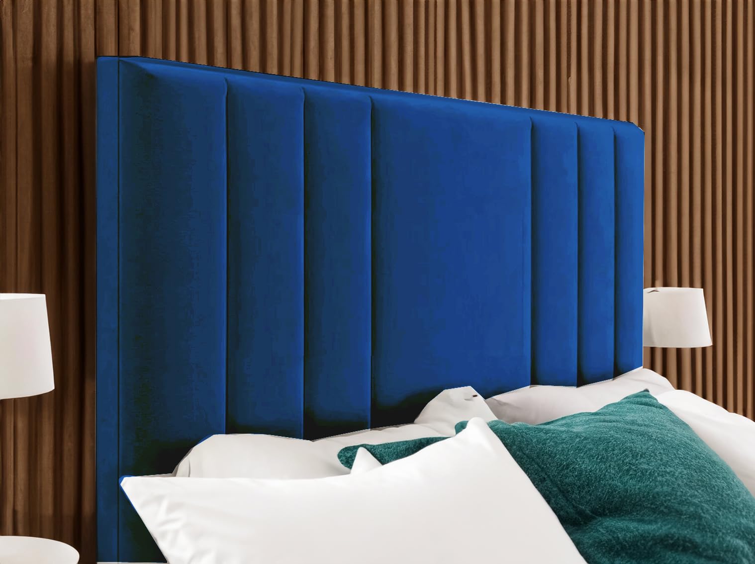 QUALITY RIO TURIN FABRIC HEADBOARD - 2FT6, 3FT, 4FT, 4FT6, 5FT, 6FT SIZE HEADBOARD WITH 30" HEIGHT - ELEGANT DESIGN DIVAN BED HEADBOARD (BLUE, 6FT SUPER KING SIZE)