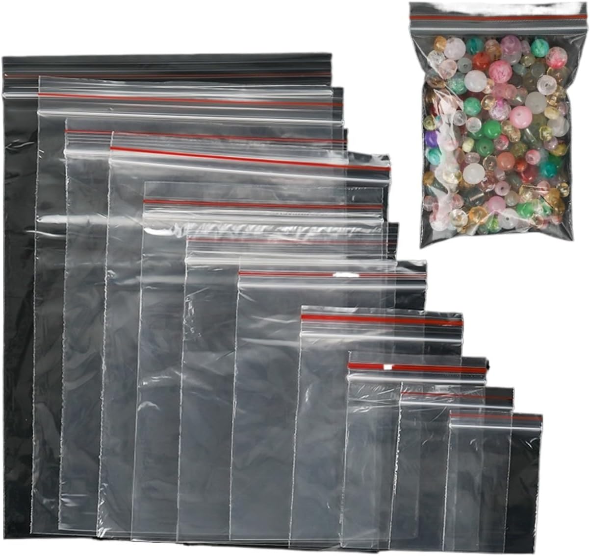 600pcs Multiple Sizes Transparent Ziplock Plastic Bag for Jewelry Beads Bracelets Storage Small Business Packaging Supplies(10x15cm)