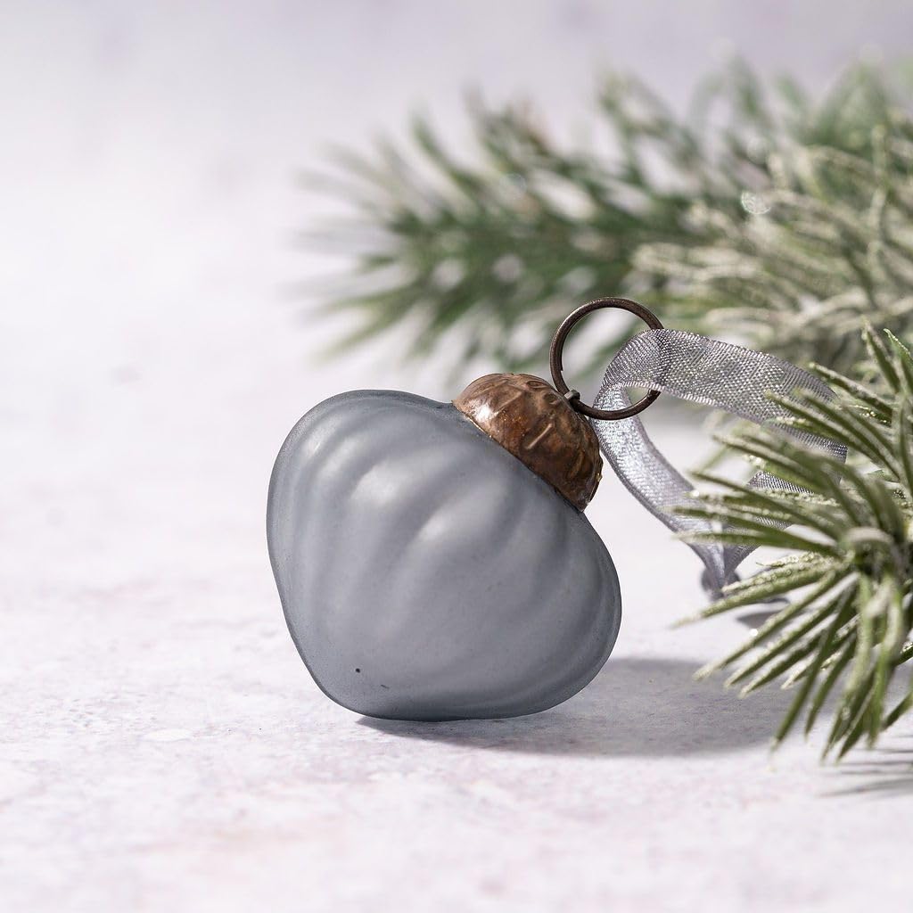 Arthur Cameron Slate Set Of 6 Glass Frosted Lantern Christmas Bauble (Slate)