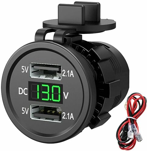 Enchufes para encendedor de cigarrillos de automóvil, 4.2 A, adaptador de toma de corriente de cargador USB dual de 12 V a 24 V LED voltímetro para disponible en Yaxa Peru