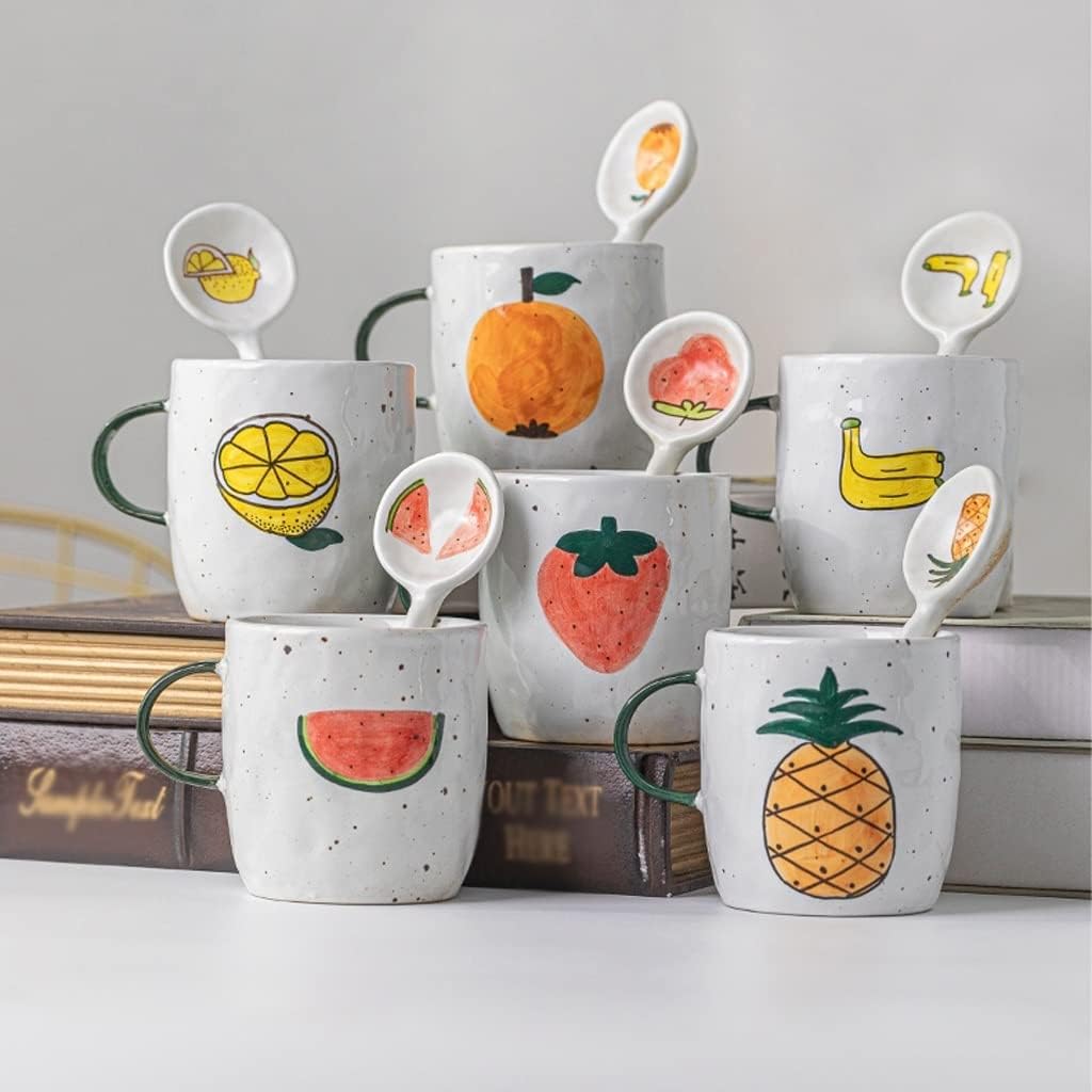 Espresso Cup Handmade Ceramic Cup Coffee Cup Yogurt Cereal Milk Cup Breakfast Children's Mug Household Heating Cup with Handle Coffee Tumbler (Color : E) (B)