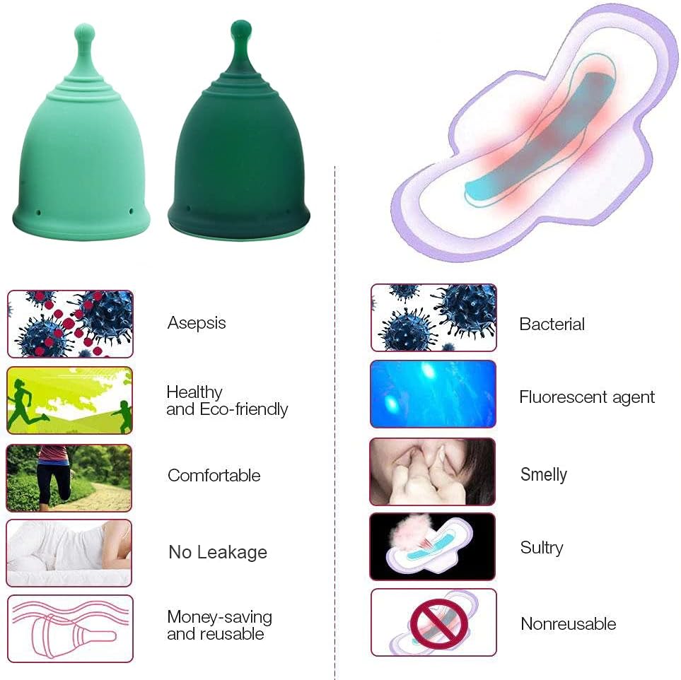 SHORDY Reusable Menstrual Cups, Set of 2 with Box, First Period Cup Kit for Girls & Women, Hygienic and Safe Copa, Up to 12 Hours Comfort, Feminine Hygiene Product, Tampon Alternative (Small & Large) : Health & Household