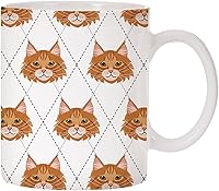 Vista 18 de Adorable taza de café de cerámica con diseño de raza de gato con diseño de rombos de 11 oz (Tuxedo)