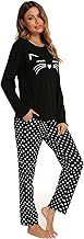 BIKING Long Sleeve Pajamas Women Pajamas Cute Pajamas Polka Dot Wavy Pajamas Home Travel Pajamas Comfortable Casual