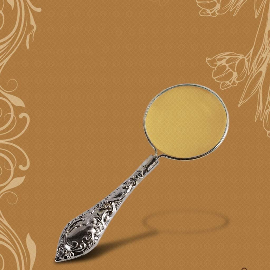 Lente d'Ingrandimento con Manico in Metallo, Lente d'Ingrandimento da scrivania Decorata in Argento utilizzata per, giornali, Lettura di Caratteri Piccoli, matr