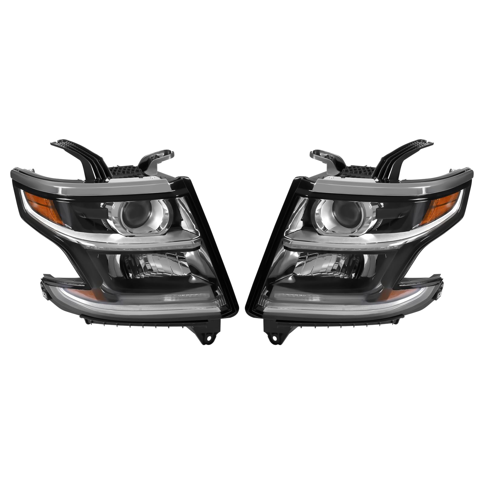 Front Halogen Headlight Left+Right Side for 2015-2017 Tahoe/Suburban Projector Driver & Passenger Head Lights Direct Replacement Headlamps Assy Set Assembly (A Pair)