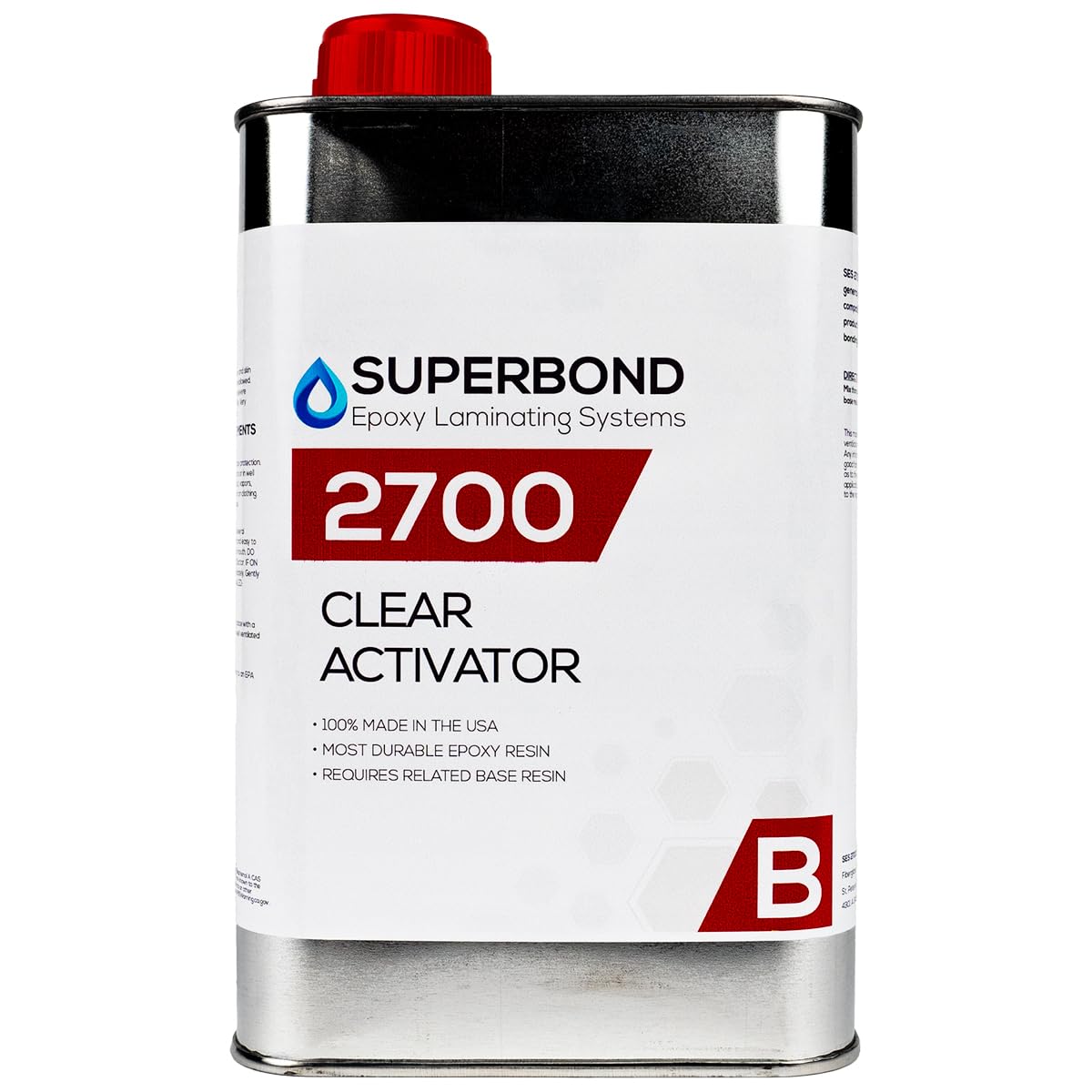 Superbond 2700 Clear Laminating Epoxy Activator Quart for The Superbond Laminating Epoxy System for Use with Superbond 1500 Resin Base…