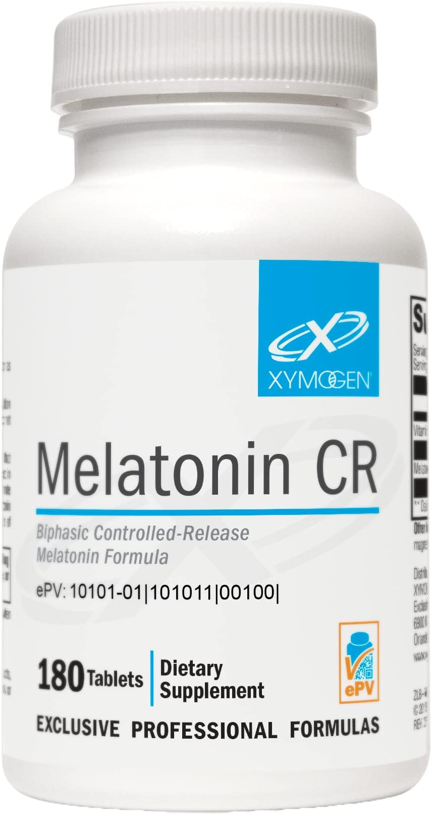 XYMOGEN Melatonin CR - Time Release Melatonin 5mg Supplement with Vitamin B6 - Nighttime + Immune Support - Biphasic Delivery Releases Quickly Then Steadily (180 Extended Release Tablets)