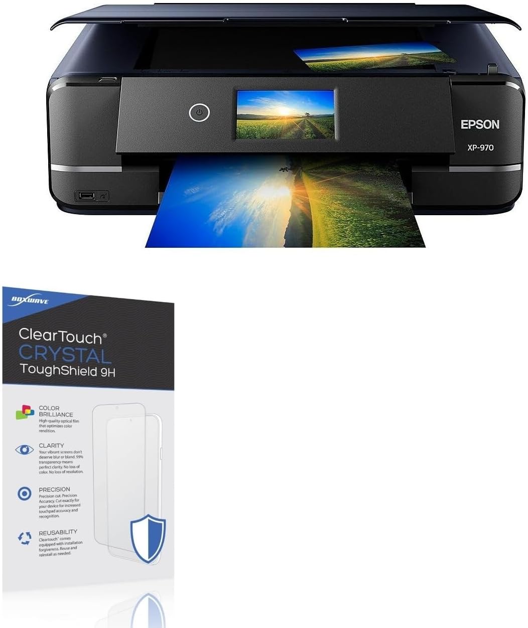 BoxWave Screen Protector Compatible With Epson Expression Photo XP-970 - ClearTouch Crystal ToughShield 9H (2-Pack), Clear 9H Tough Flexible Film Screen Protector