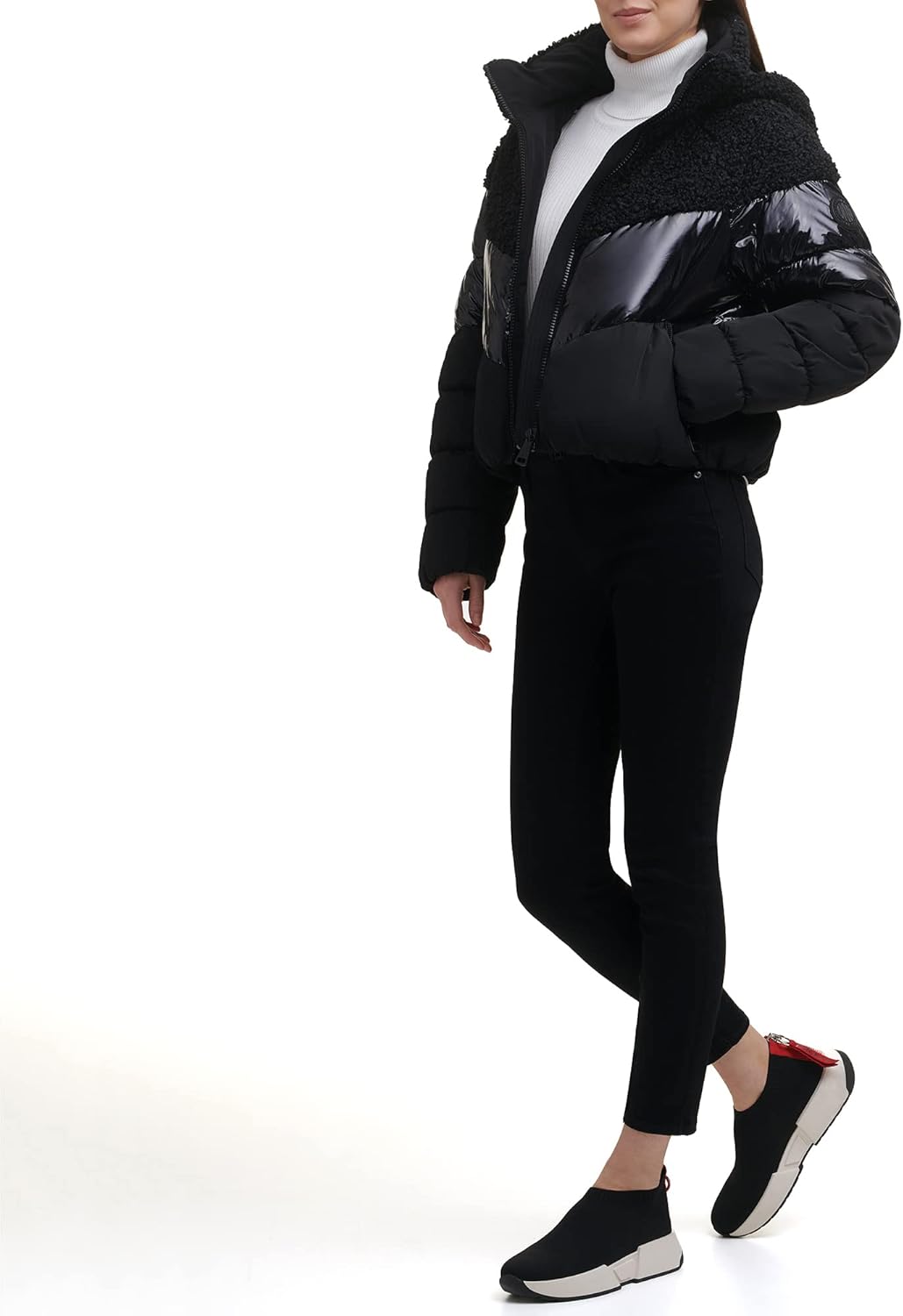 DKNY womens Mix Media Puffer Jacket - Image 2