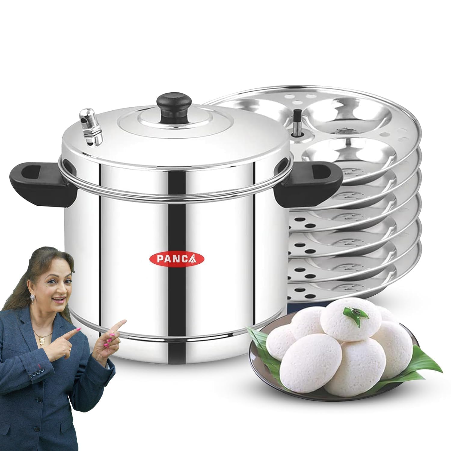 PANCA Idli Maker 6 Plates Stainless Steel | 24 Idli Idly Cooker for Gas & Induction | South Indian Idli Steamer for Home, Dhokla & Wada | Durable Idli Pot-image-42