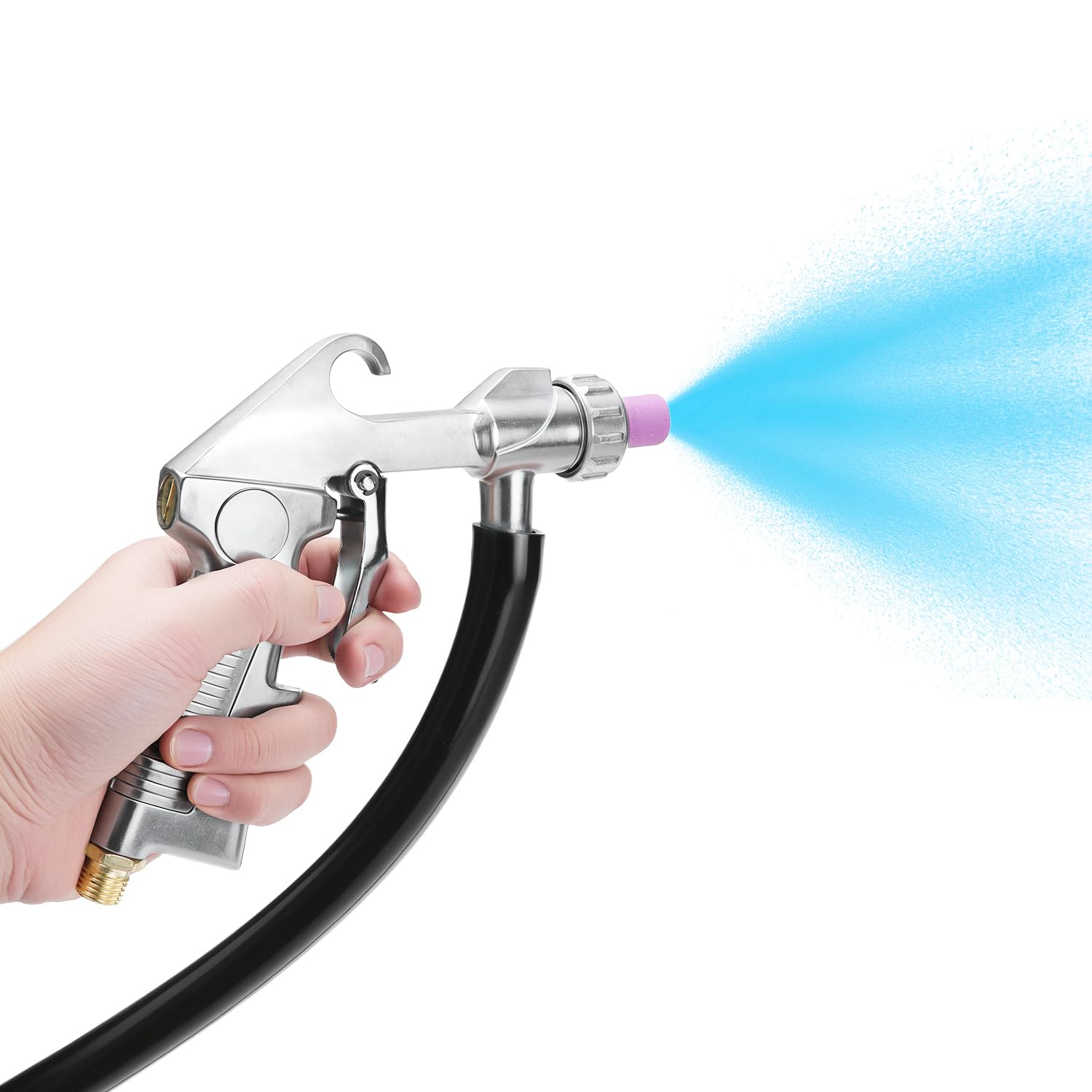 QWORK® Pistolet sablage à air comprimé kit, avec 12 buses, tuyau en caoutchouc et raccord rapide, pour des applications de nettoyage polyvalentes