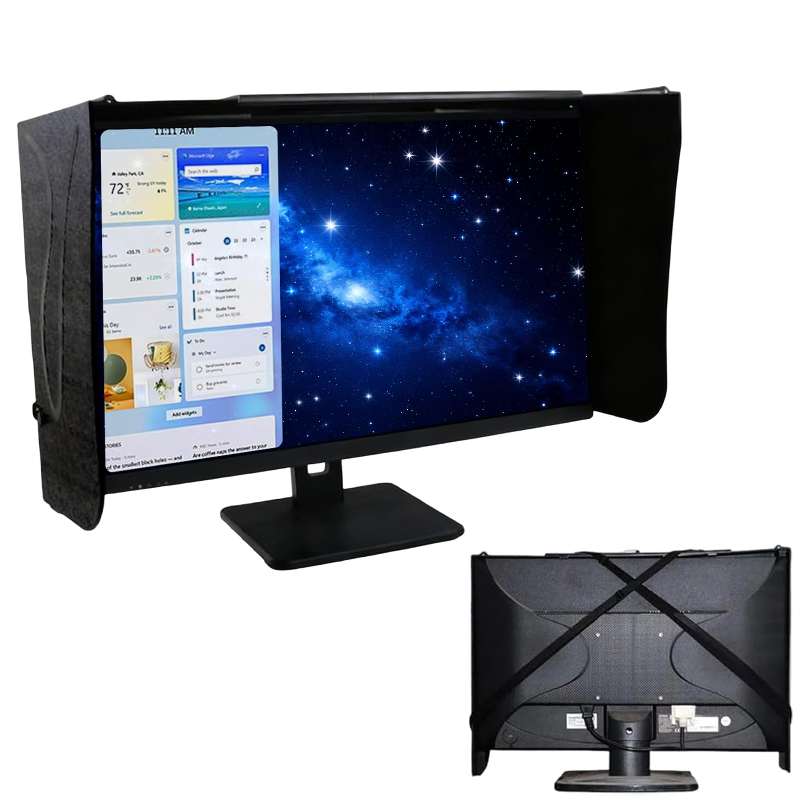 Bildschirm-Sonnenblende,Verstellbare Faltbar Monitorhaube, 41-71cm Verstellbar Bildschirm-Sonnenblende, Laptop Zelt Für 17-27 Zoll Monitor AußEnrahmen Streulichtschutz Und Anti Peeping