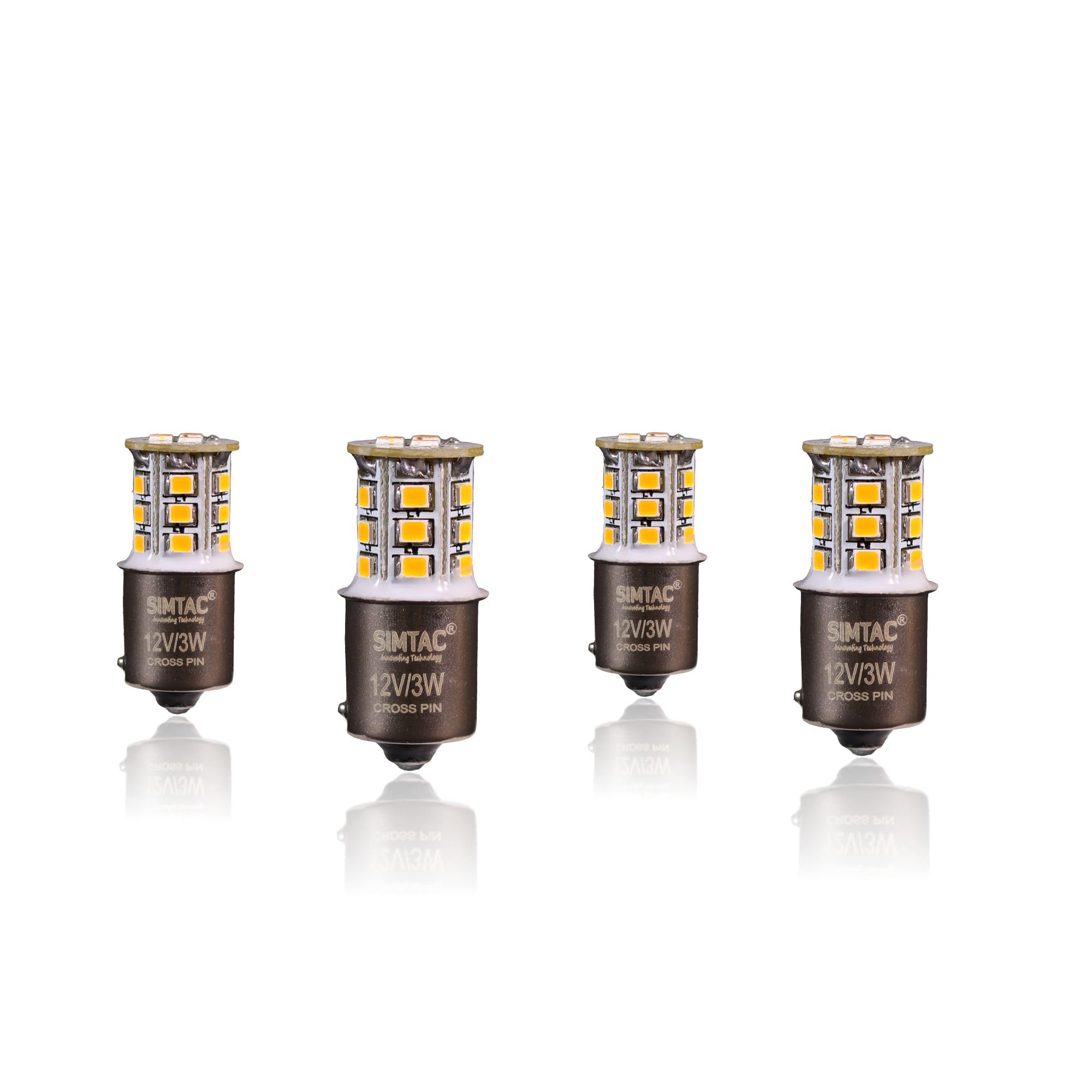SIMTAC 3 Year Warranty 360° Reflecting LED Indicator Bulbs | Handmade | Retrofit (Amber, CROSS PIN)-image-31