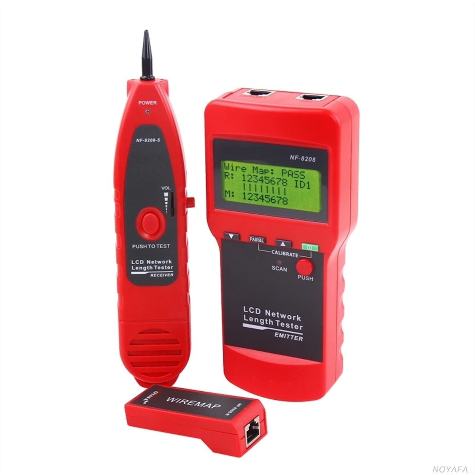 NF-8208 LCD Red de visualización Lan Tester de cable Tracker Tracer Tracer Mida Longitud Rj45 rj11 Escáner de línea Para Ethernet y teléfono