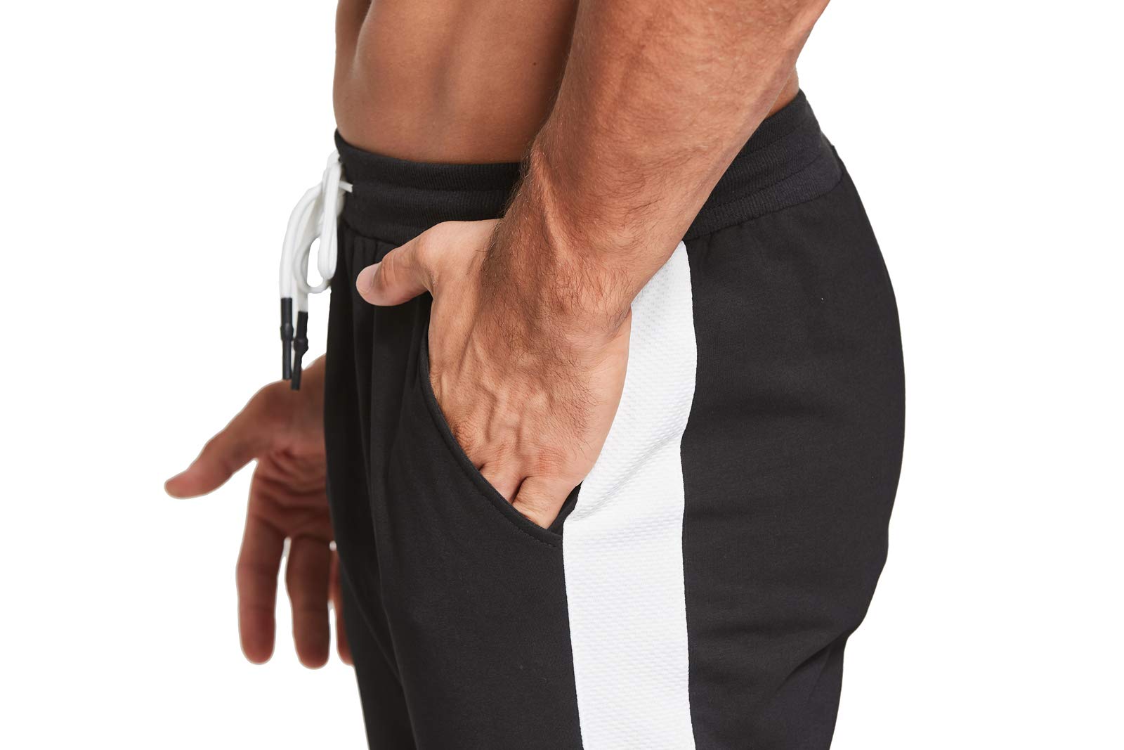 Tansozer - Pantaloni da jogging da uomo, vestibilità aderente, tasche con cerniera