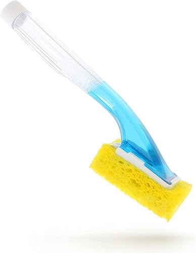 Miniatura 1 de Esponja para platos con mango dispensador de jabón, varita de platos rellenable para una limpieza rápida y cómoda, fabricada en los Estados Unidos,