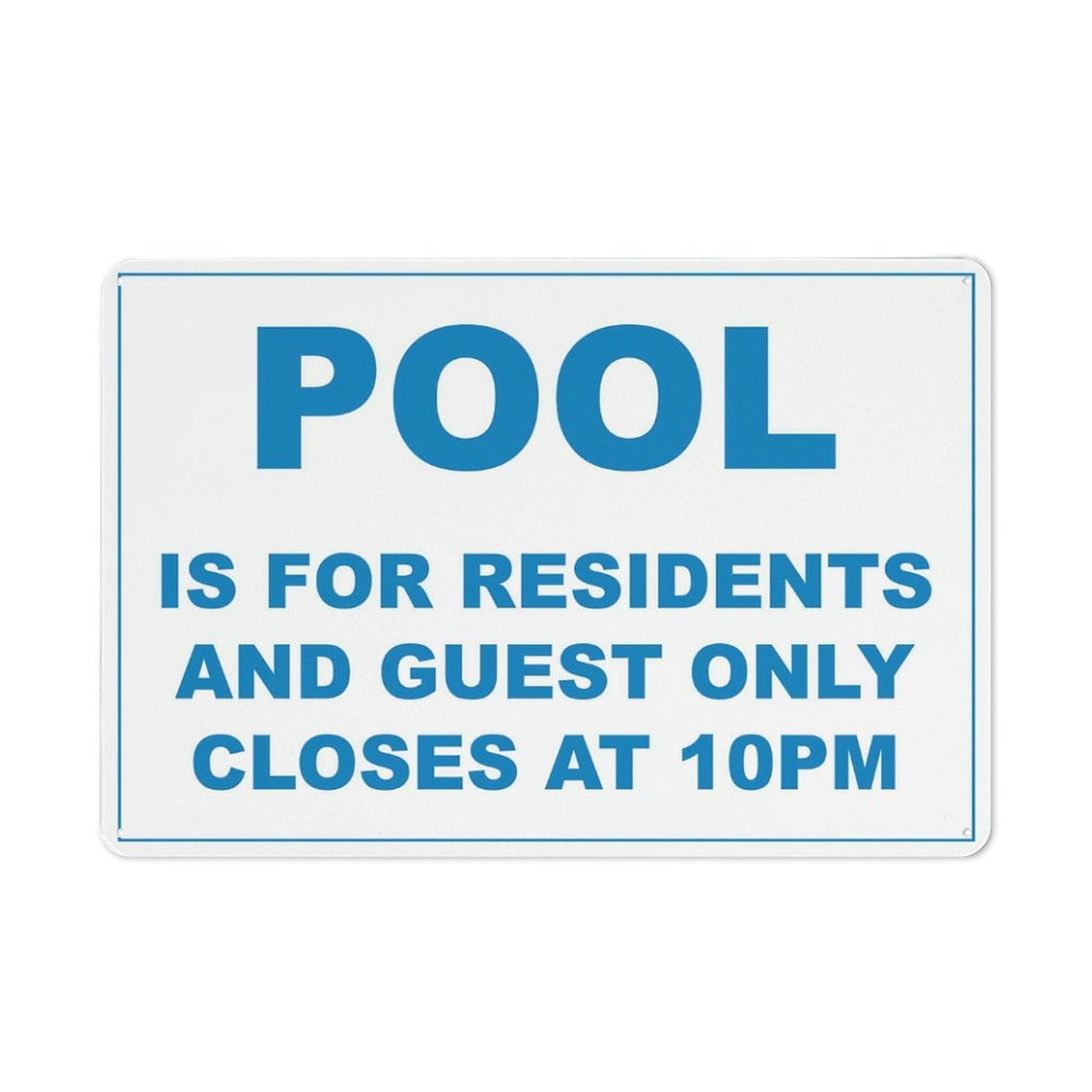 Pool Is For Residents And Guest Closes At 10Pm Personalized Cafe Wall Decor Metal Gifts for Friends Families and Holiday Tin Sign 8x12 Inch