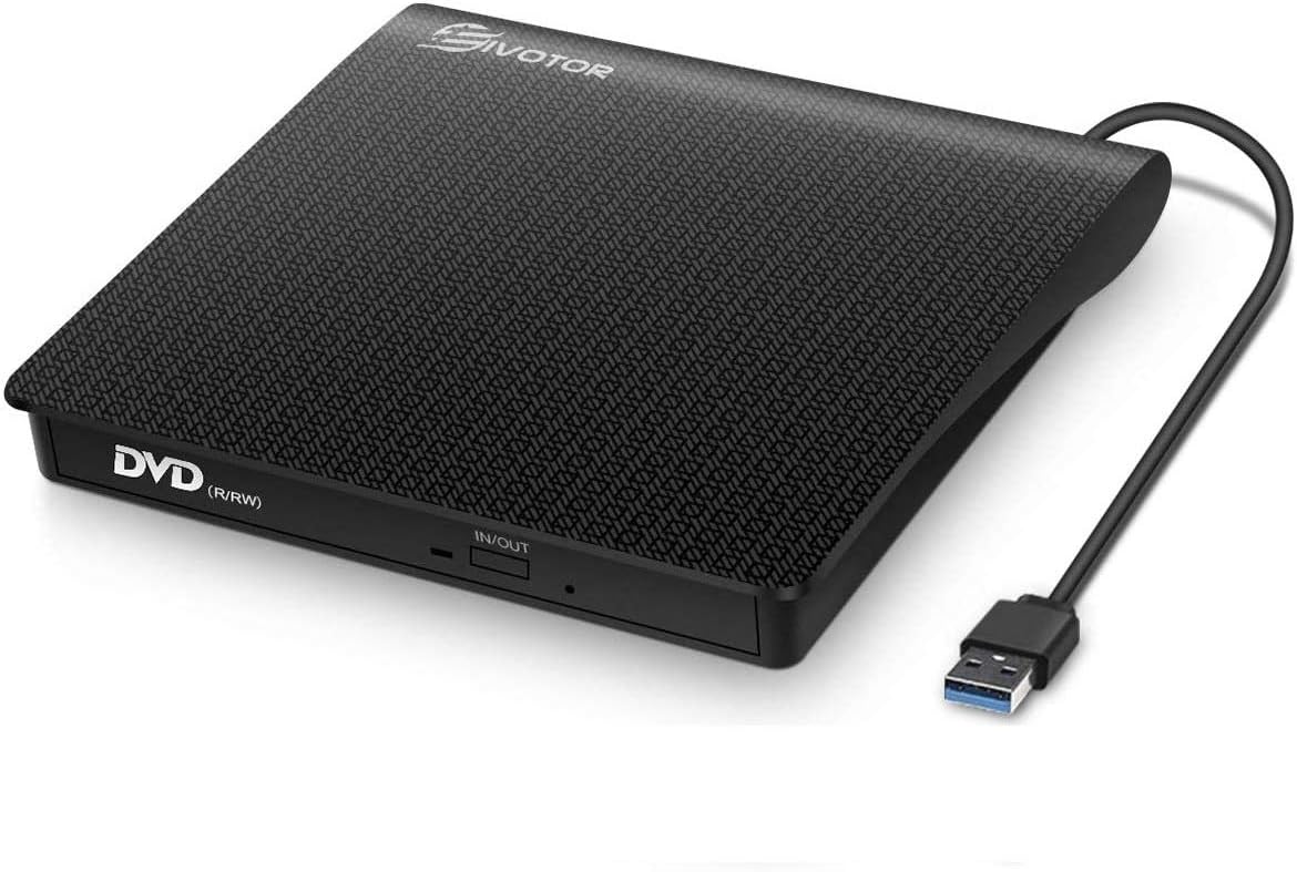 External DVD Drive, EIVOTOR USB 3.0 Portable CD/DVD +/-RW Drive Slim Optical Burner Writer Rewriter, High Speed Data Transfer for Laptop Notebook Desktop PC MAC OS Windows 7/8/10