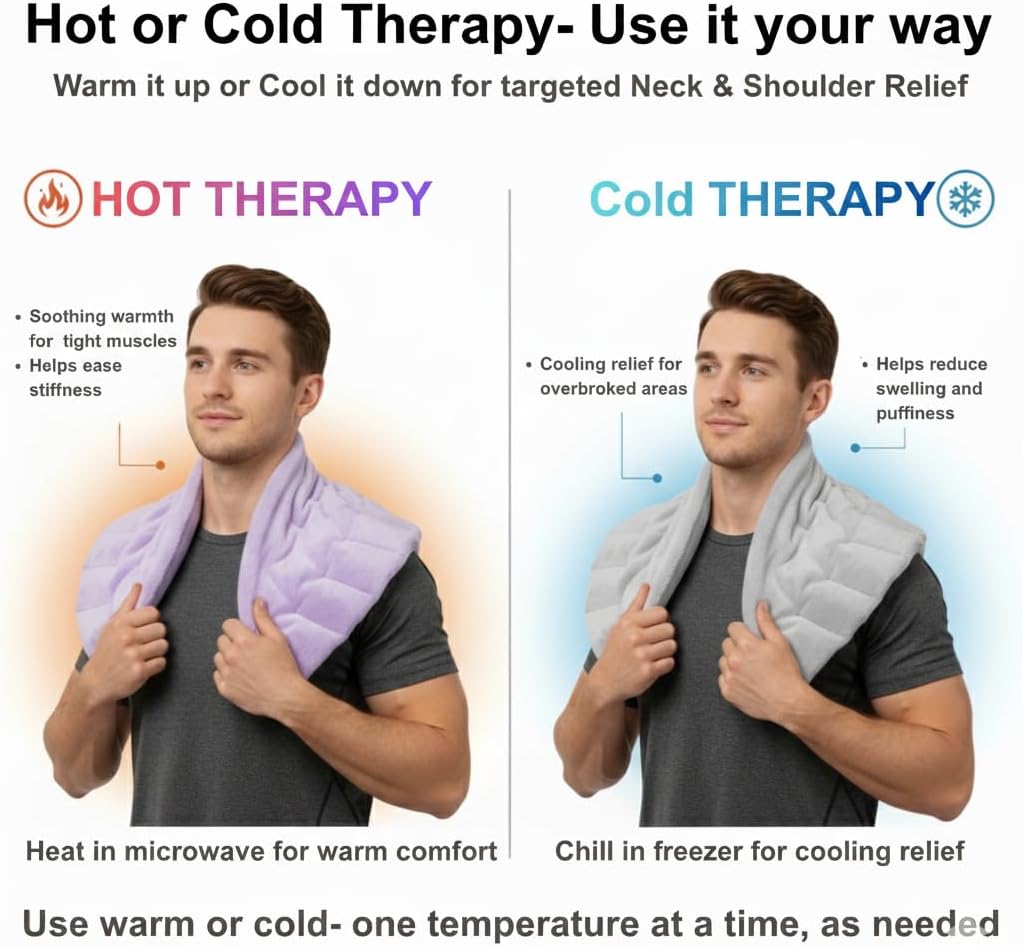 Herbal Concepts Neck and Shoulder Wrap, Hot & Cold Therapy, Microwaveable Shoulder Heating Pad, Aromatherapy Heat Wrap (Charcoal)