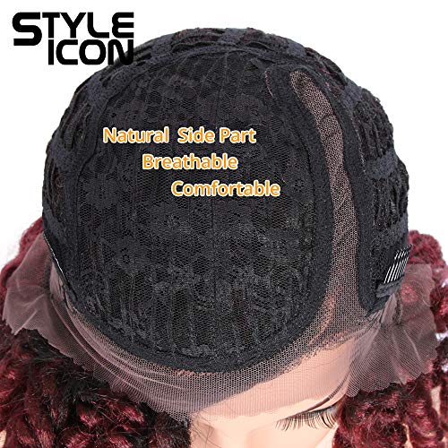 Style Icon 12" Afro Wigs Short Curly Wigs For Black Women Lace Front Side Part Synthetic Wigs Ombre Blonde Wig (12 Inch, Ot530) #TOP4