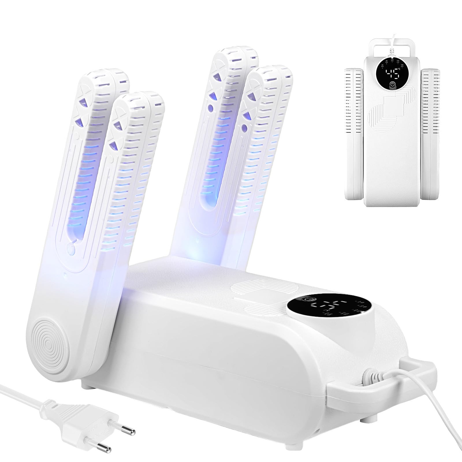 Secador de Zapatos Eléctrico, Secador y Refrescador de Zapatos, Secador de Botas de Esquí con 5 Temporizador, 180° Ajustable Tendederos, Shoe Dryer para Zapatos, Calcetines, Guantes