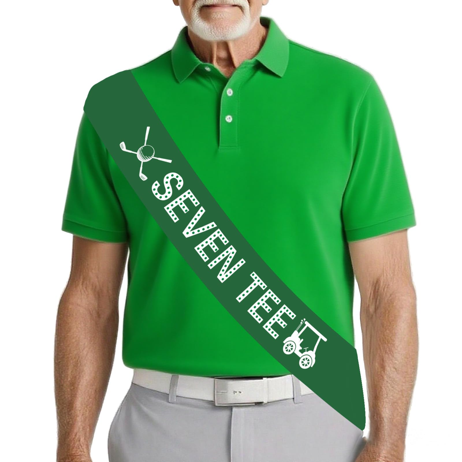 Cheerupp Golf 70th Birthday Decoration, Seven Tee Satin Sash for Men, Sports 70 Year Old Birthday Party Supplies Gifts Celebrations Accessories