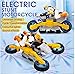 Electric Stunt Motorcycle Toy with Lights and Sound Effects, Dirt Bike Toys with Exclusive Sideways Glide,Gift for Kids 5-12 Universal Driving, Transforming Design,Whit