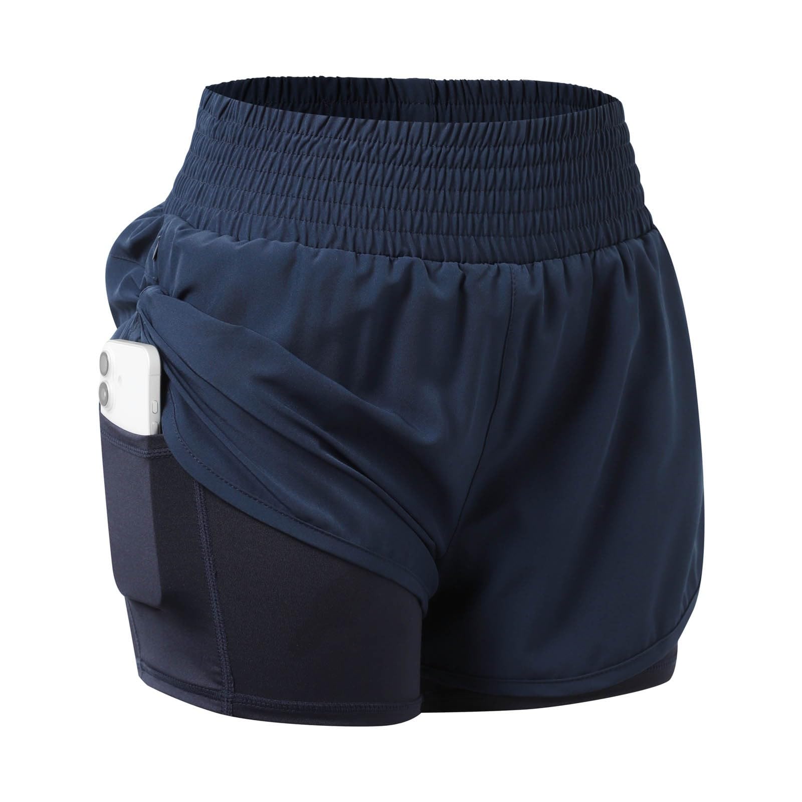 WWricotta Pantalones Cortos Yoga Cintura Alta con Forro, Transpirables Secado rápido para Gimnasio y Uso General, Mujer, Tejido elástico, cómodos funcionales, Bolsillo