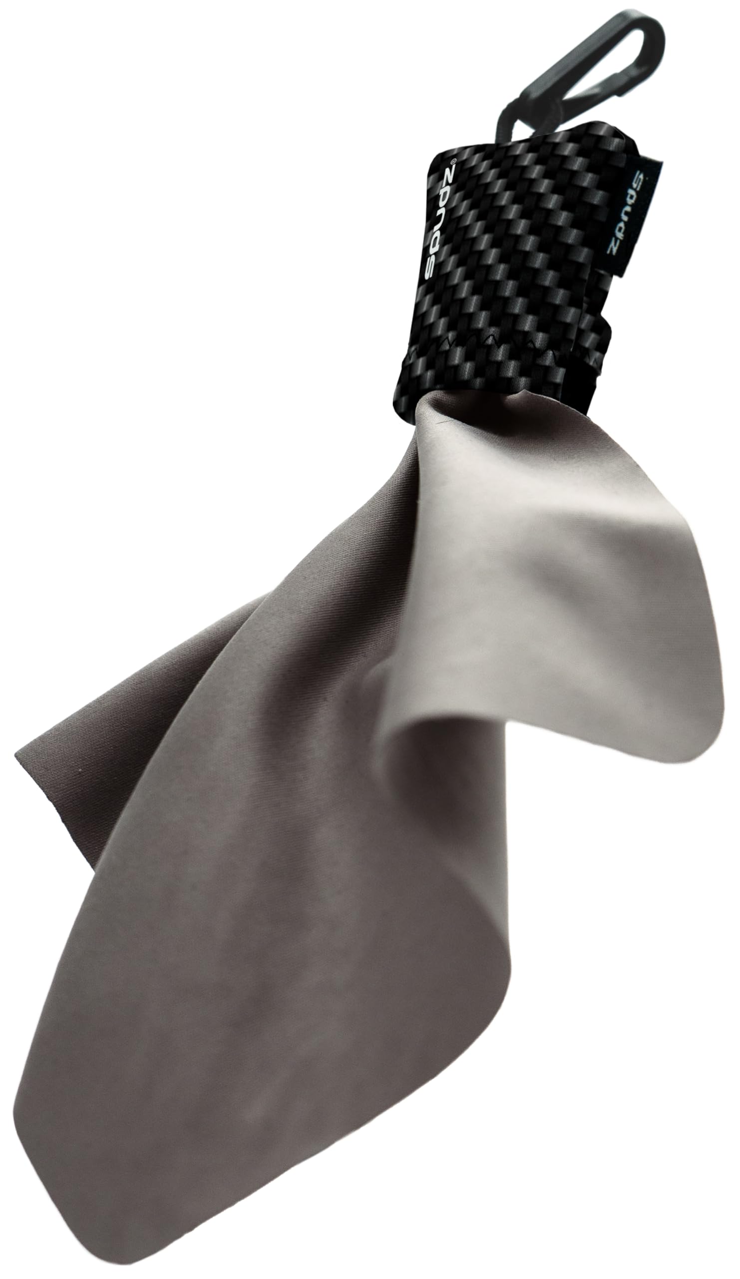 SPUDZ Nettoyeur d'objectif en microfibre - Pochette refermable, clipsable, lavable - pour optique, lunettes de vue - Fibre de carbone - 15,2 x 15,2 cm