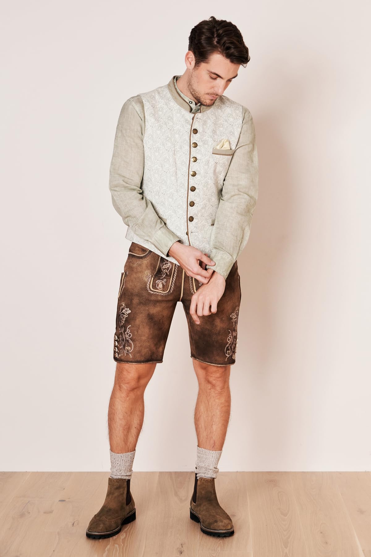 Krüger Herren Trachten Weste kurz, Modell: Ivan, kurzarm, Tracht, Volksfest