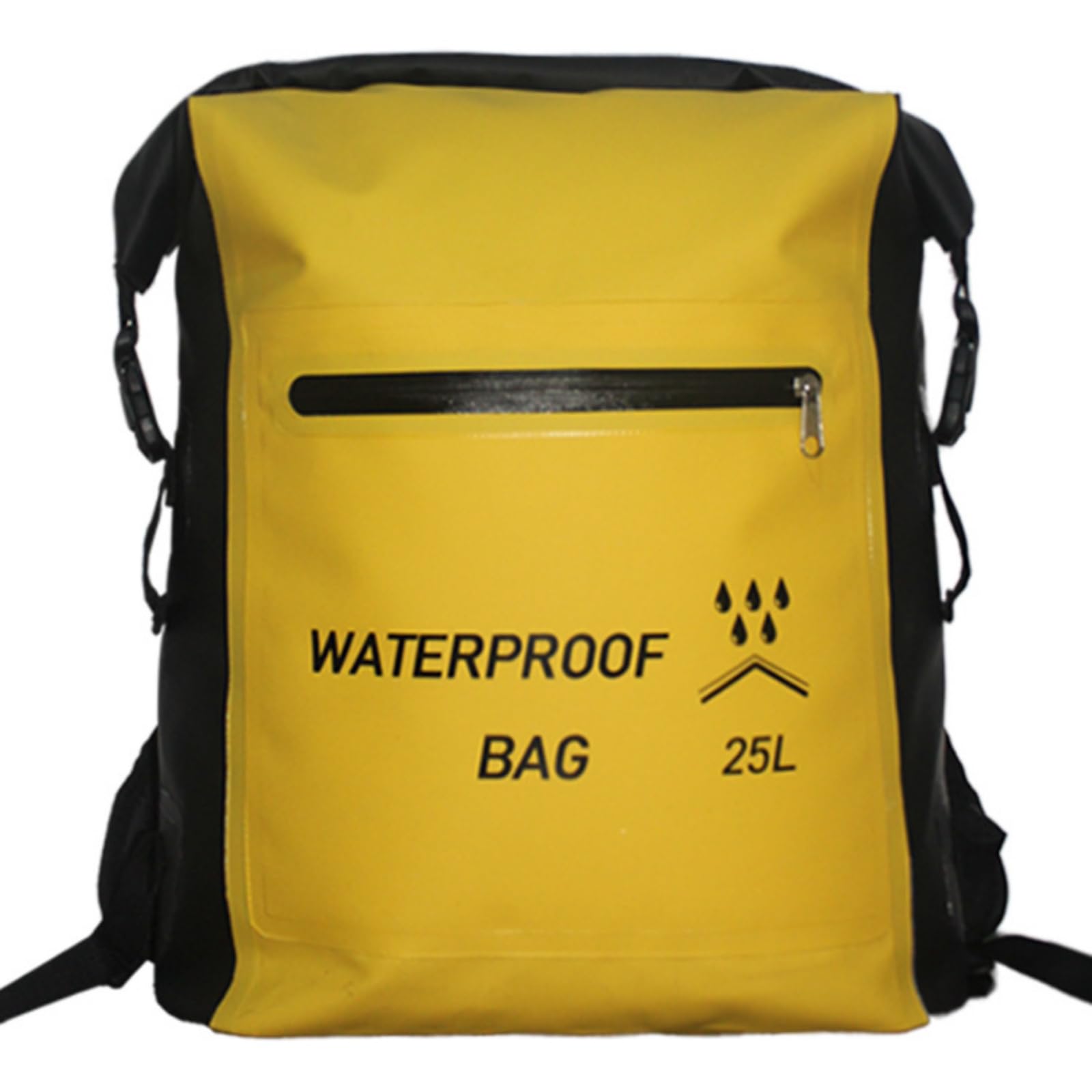 Zaino Impermeabile da Trekking Zaino Stagna Borsa a Rotolo Sacca Impermeabile PVC 500D con Design Leggero per Attività All’aperto Adatto a Escursioni, Array, Giallo, 25L