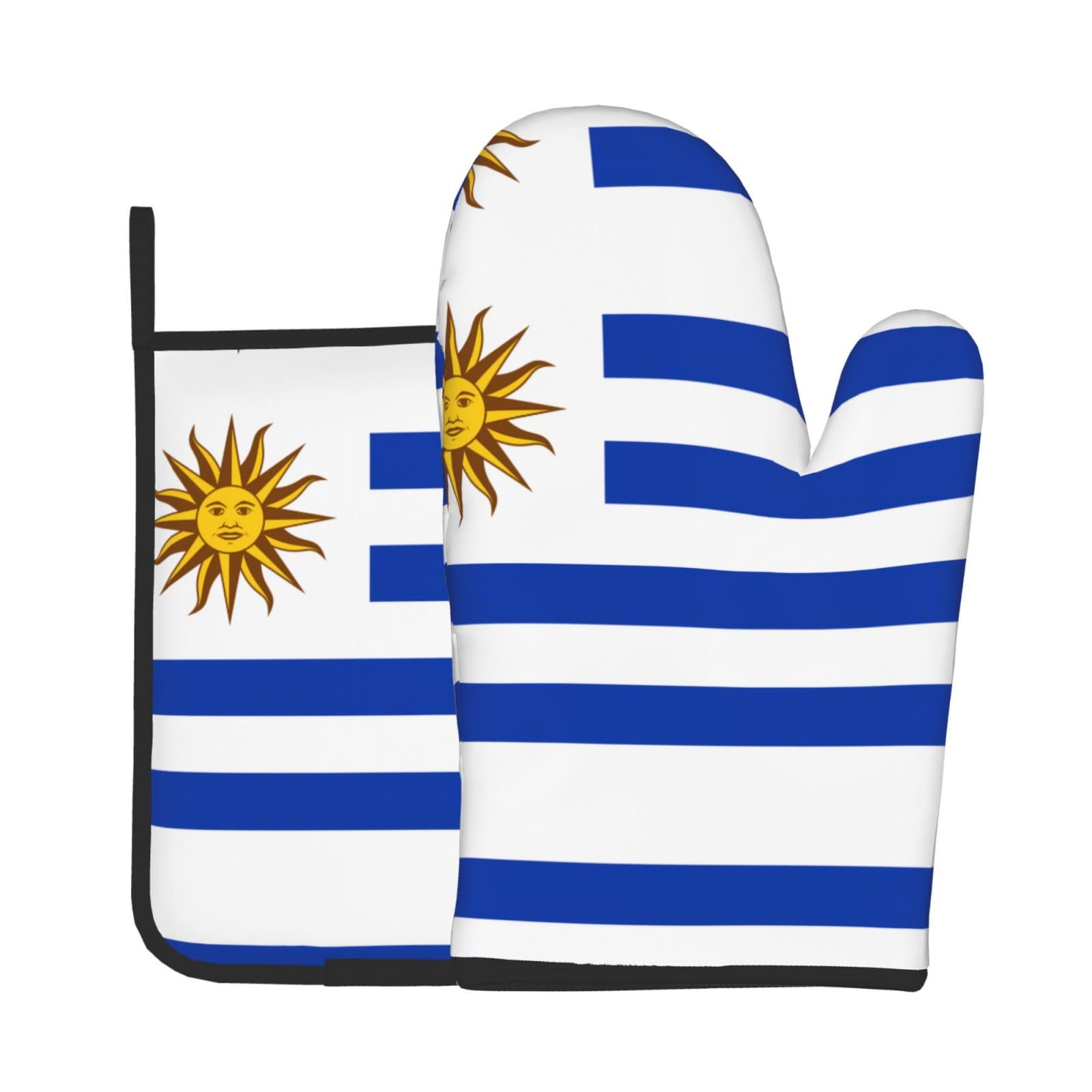 Oven Mitts and Potholders Set of 2 for Kitchen Baking Cooking GrayFlag of Uruguay Thick and Durable
