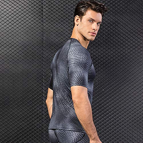 Ajcoflt Homens Esportes T-Shirt 3D Impressão O Pescoço de Manga Curta Quick Dry Strechy Bodycon Em E