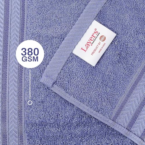 Image of Layers 100% Cotton Gym Towel | 380 GSM Quick Dry & Super Absorbent | Soft, Fade Resistant & Long Lasting | Gym, Yoga, Sports, Travel & Pool | 1 Piece for Men & Women | 50 x 100 cm - Purple