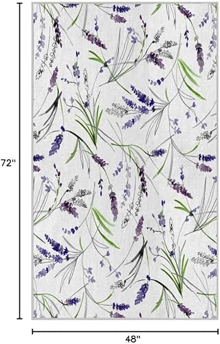 Miniatura 5 de Alfombra lavable de 6 x 9 pies, color azul, para dormitorio, sala de estar, estampado de flores, alfombra grande suave antideslizante, alfombra