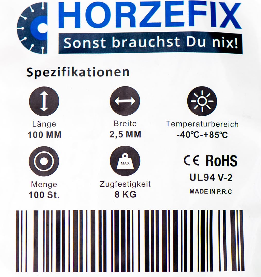 Kabelbinder Set 300 Stück schwarz/weiß/grau/grün 2,5 x100/3,6 x 140/4,8 x 200/4,8 x300 7,6 x 370 lang uv beständig und temperaturbeständig (weiß, 7,6 x 370 mm)