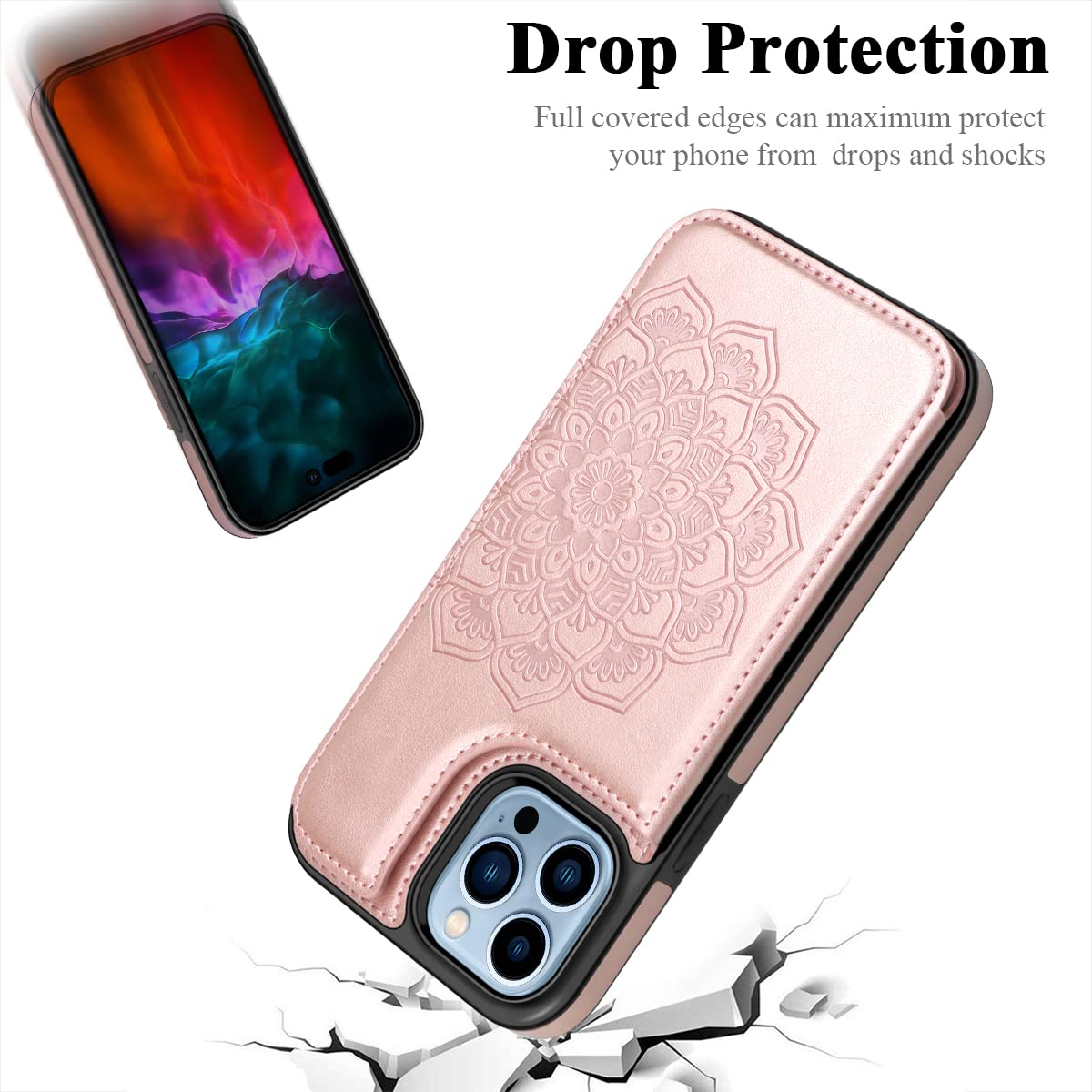MMHUO Custodia per iPhone 14 con porta carte, custodia magnetica a