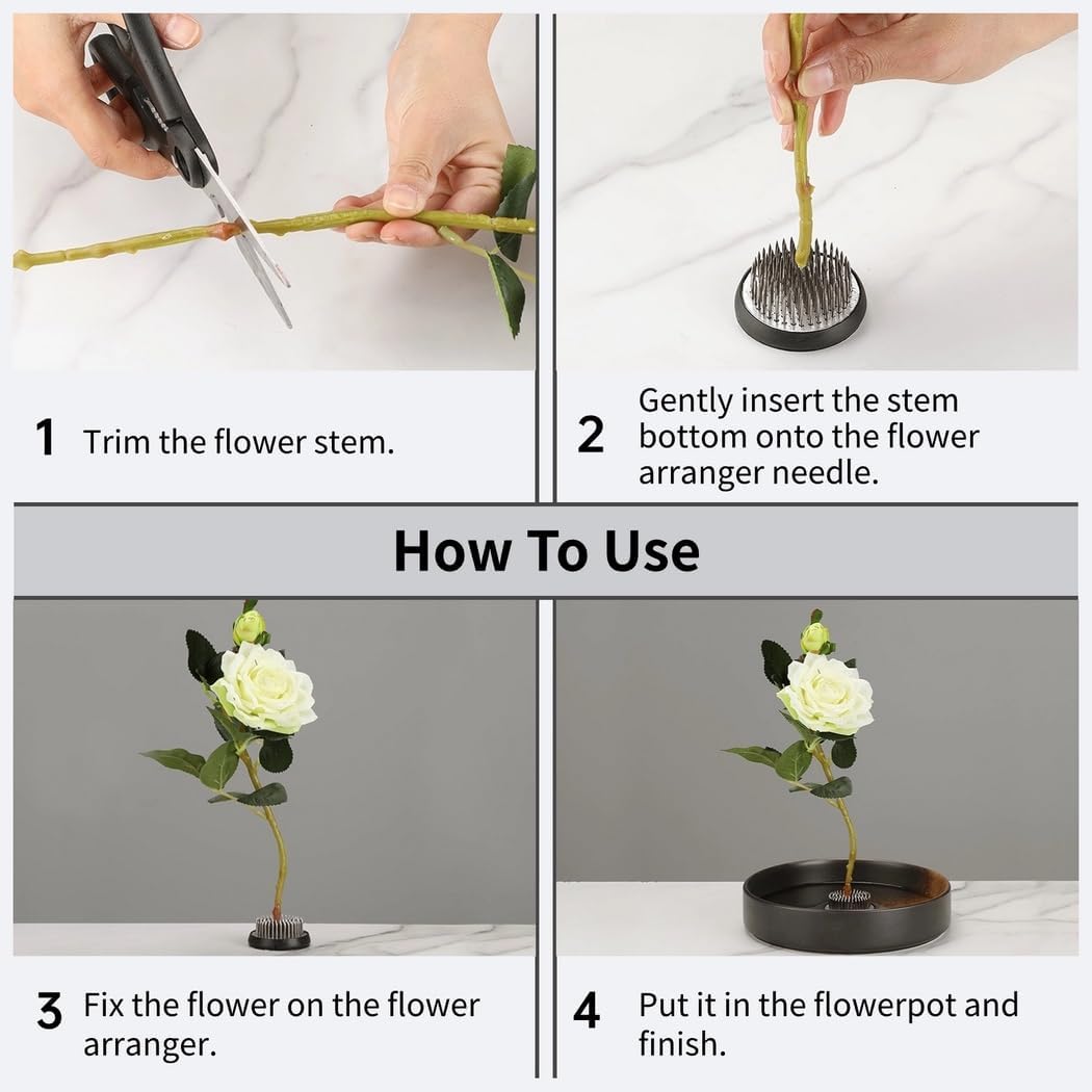 Joyibay Flower Frogs Stainless Floral Frogs Kenzan Flower Vase Round Metal Flower Arranger Tool Pin Holder Ikebana Flower Pin Frogs for Vase Flower Arrangements Home DIY Craft