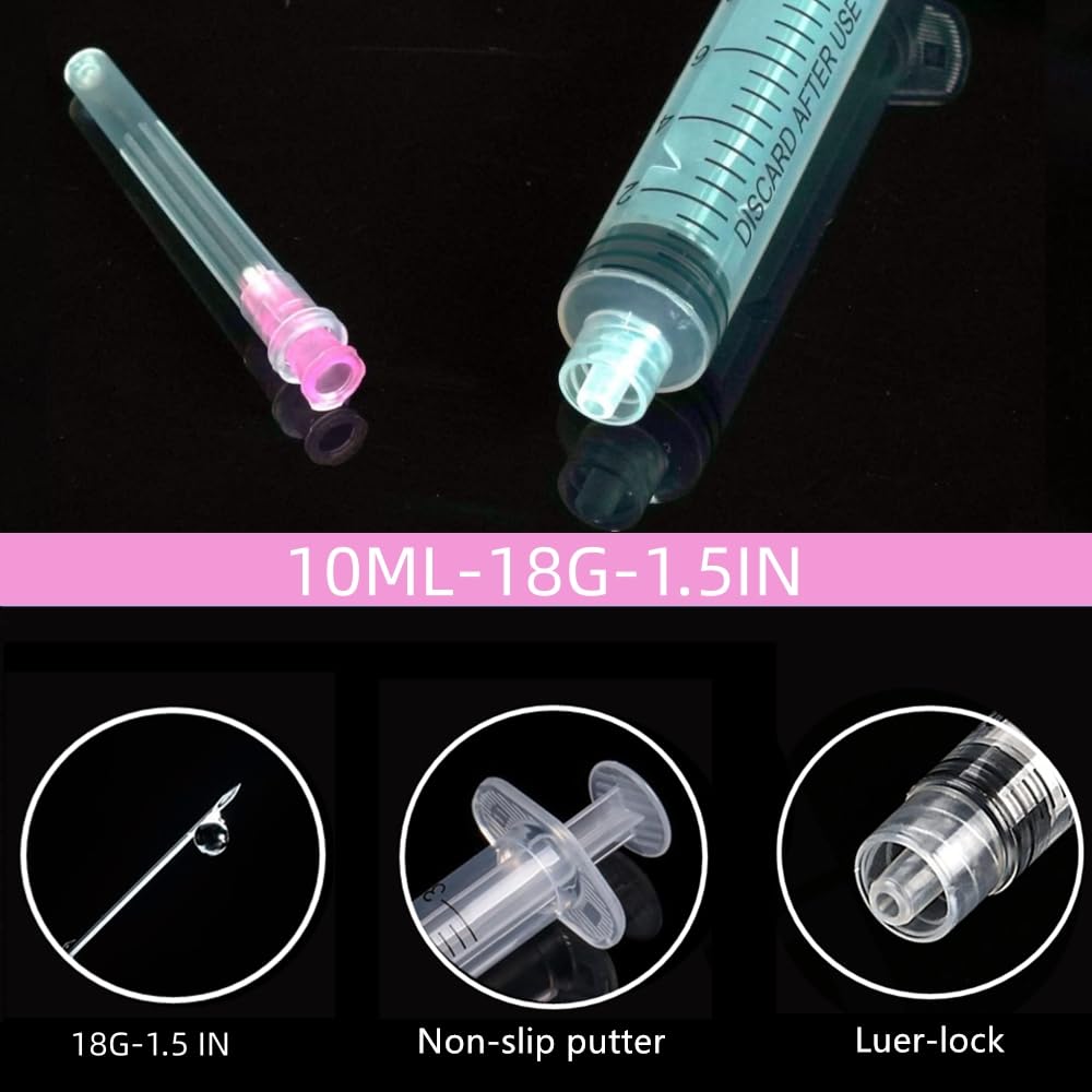Confezione da 5 pezzi da 10 ml calibro 18 – Luer Lock 1 ml 2,5 ml 3 ml 5 ml 10 ml 20 ml con materiali di consumo da laboratorio 25 Ga, 23 Ga, 22 Ga, 21 Ga, 18 GA (confezionati singolarmente)