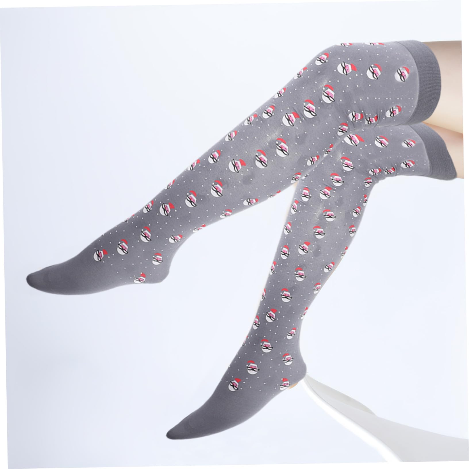 3 Pares Calcetines Navideños Largos para Mujer Medias Altas con Estampado de Santa Claus y de Elásticas y Cómodas para Fiestas y Celebraciones