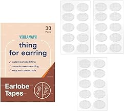 VIHLANATH Invisible Ear Lobe Support for Heavy Earrings 30 Pack, Invisible Transparent Stretchable Adjustable for Heavy Earrings, Support Patches for Girls Ear Lobe Tape