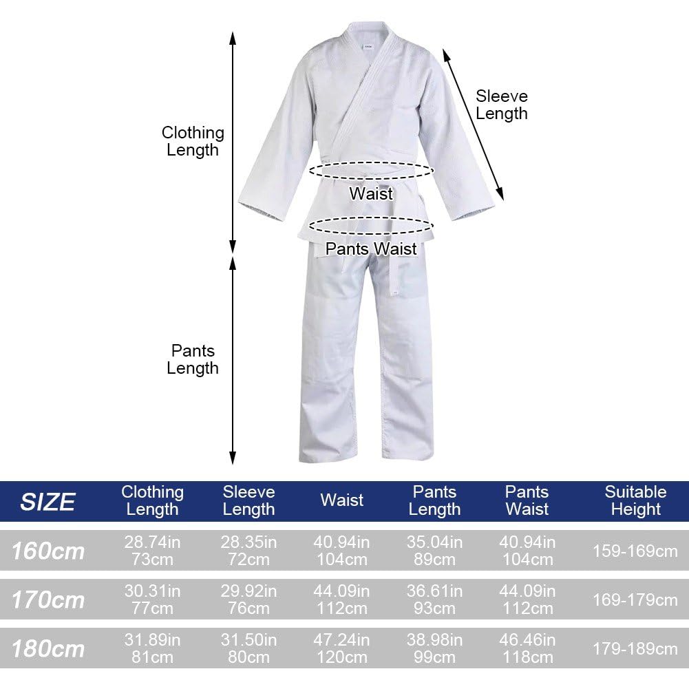 Uniforme Judo, Gi Jiu Jitsu Brasiliano con Cintura Bianca, Uniforme Allenamento per Arti Marziali per Uomini E Donne, Gi Allenamento Leggero per Judo E Karate