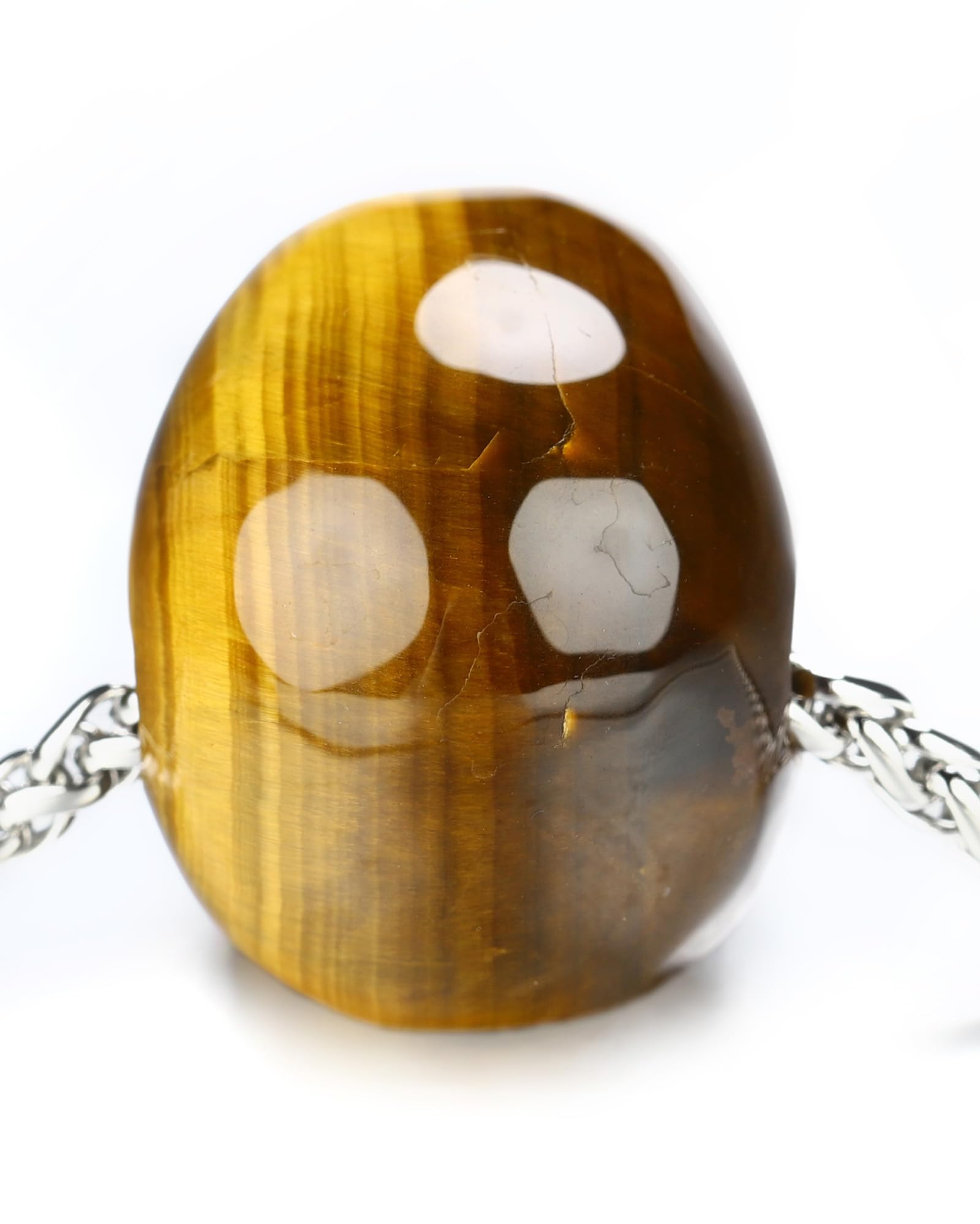 Skullis Necklace of Quartz/Black Obsidian Hand Carved Gem Crystal Skull Pendant for Men Women, Handmade One of A Kind Gift, Crystal Healing Skull Jewelry On The Go.: Gold Tiger's Eye