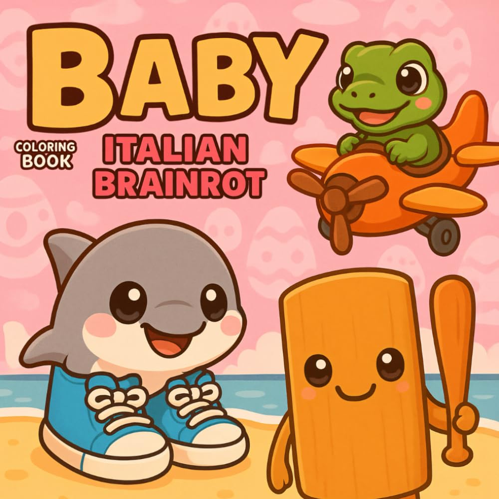 Baby Italian Brainrot Coloring Book: Viral TikTok Meme Cute Creatures Like Los Crocodilitos, Las Tralaleritos, Los Tung Tung Sitos, Bold Lines, ... ... Funny Scenes & Chaotic Adventures)