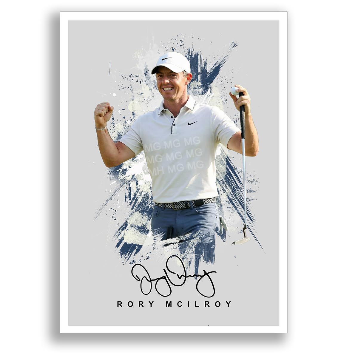 Rory McIlroy Signed Photo Poster A4/A3 Print Framed Autograph Gift Golf Memorabilia Northern Ireland (Grey A3 Unframed)