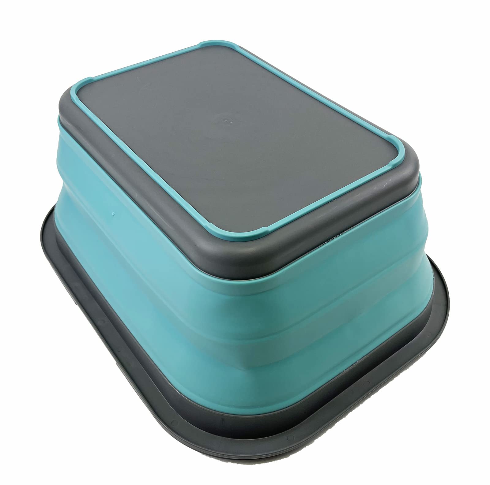 SAMMART Cesta plegable de 15 litros con asa, cesta portátil para picnic al aire libre, bolsa de compras plegable, contenedor de almacenamiento para ahorrar espacio (gris/azul cristal)