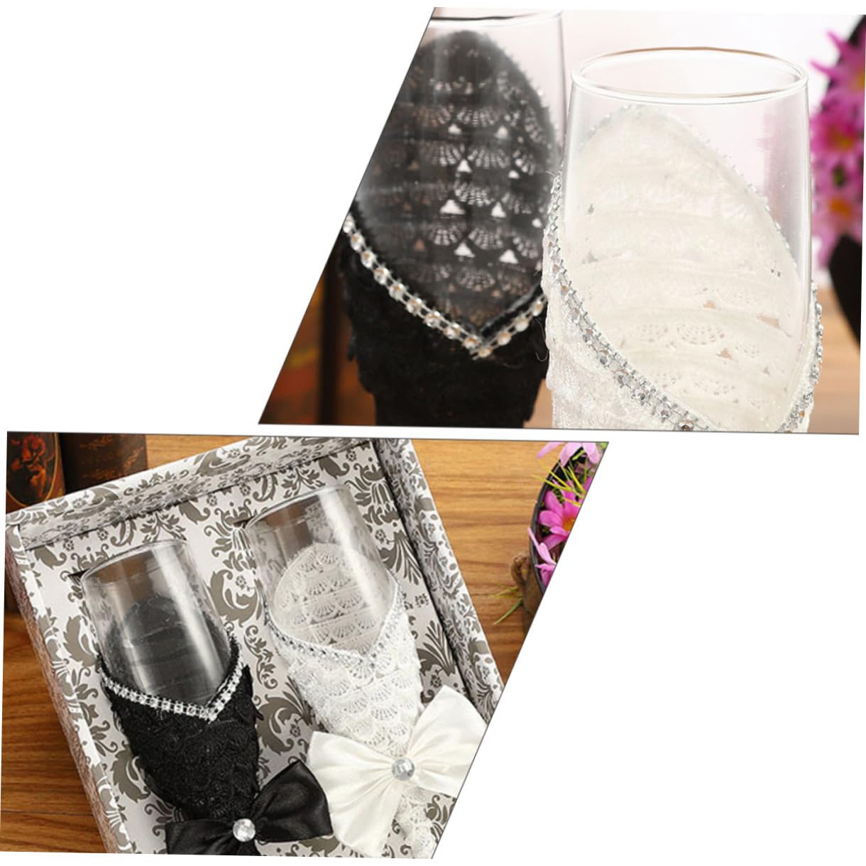 SHOWERORO 2piezas Copas De Para Bodas Set De Flutes Elegantes Para Celebraciones Para Parejas y