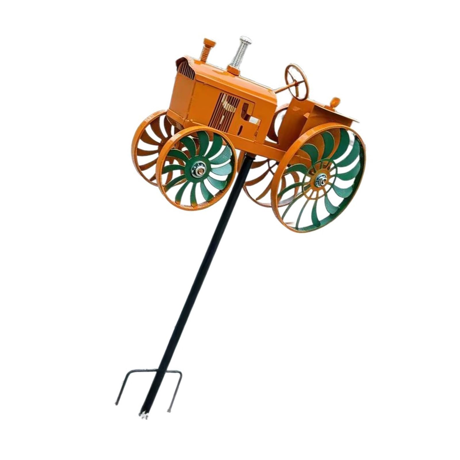 Rotating Iron Farm Tractors Wind Spinner Decorative Art Piece for Farmhouses Lawns Garden and Backyard Patios Outdoor Yard Whirling Tractors Windmill Stake